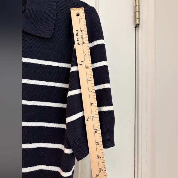 Navy and White Striped V-Neck Sweater by Free Assembly - Picture 6 of 10